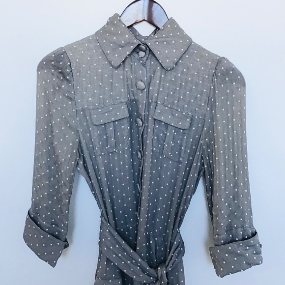 DIANE VON FURSTENBERG size 10 semi sheer silk vintage shirt dress - Picture 3 of 7